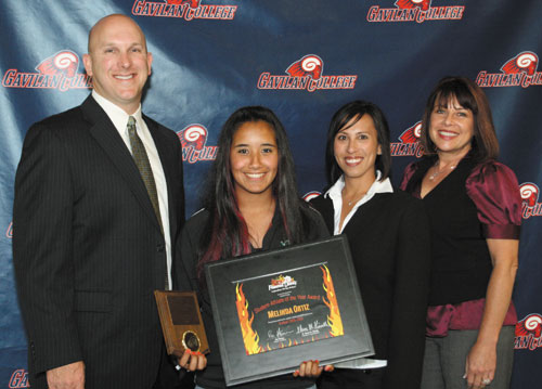 AD Ron Hannon, Melinda Ortiz, Coach Nikki Dequin and Unkown