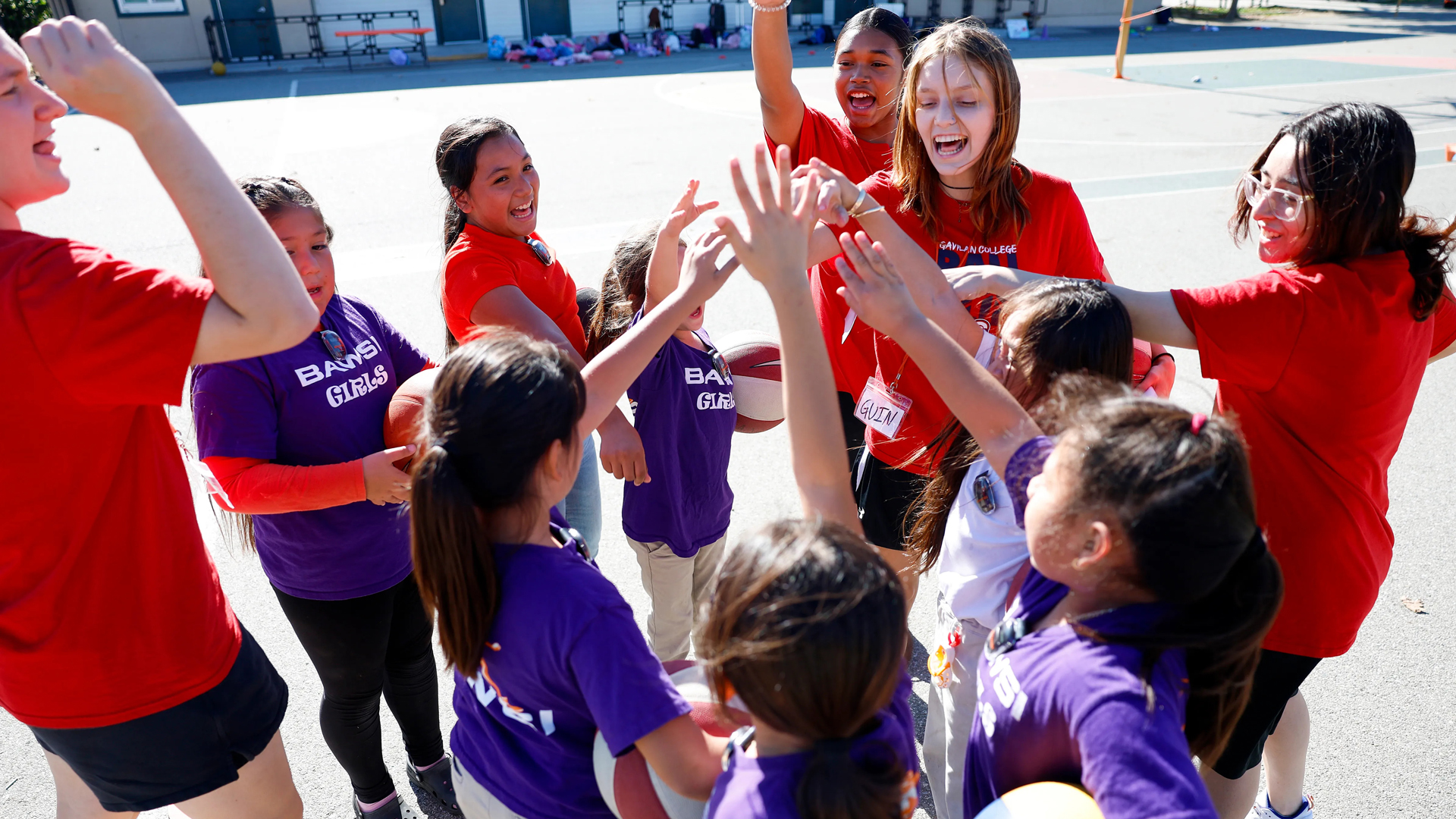 Girls participate in &ldquo;Sports Specific Skills&rdquo; with volunteers from Gavilan&rsquo;s women&rsquo;s basketball team during BAWSI Girls, Bay Area Women&rsquo;s Sports Initiative, at Hubbard Media Arts Academy in San Jose, Calif., on Friday, Oct. 11, 2024. Wish Book for BAWSI. (Nhat V. Meyer/Bay Area News Group)